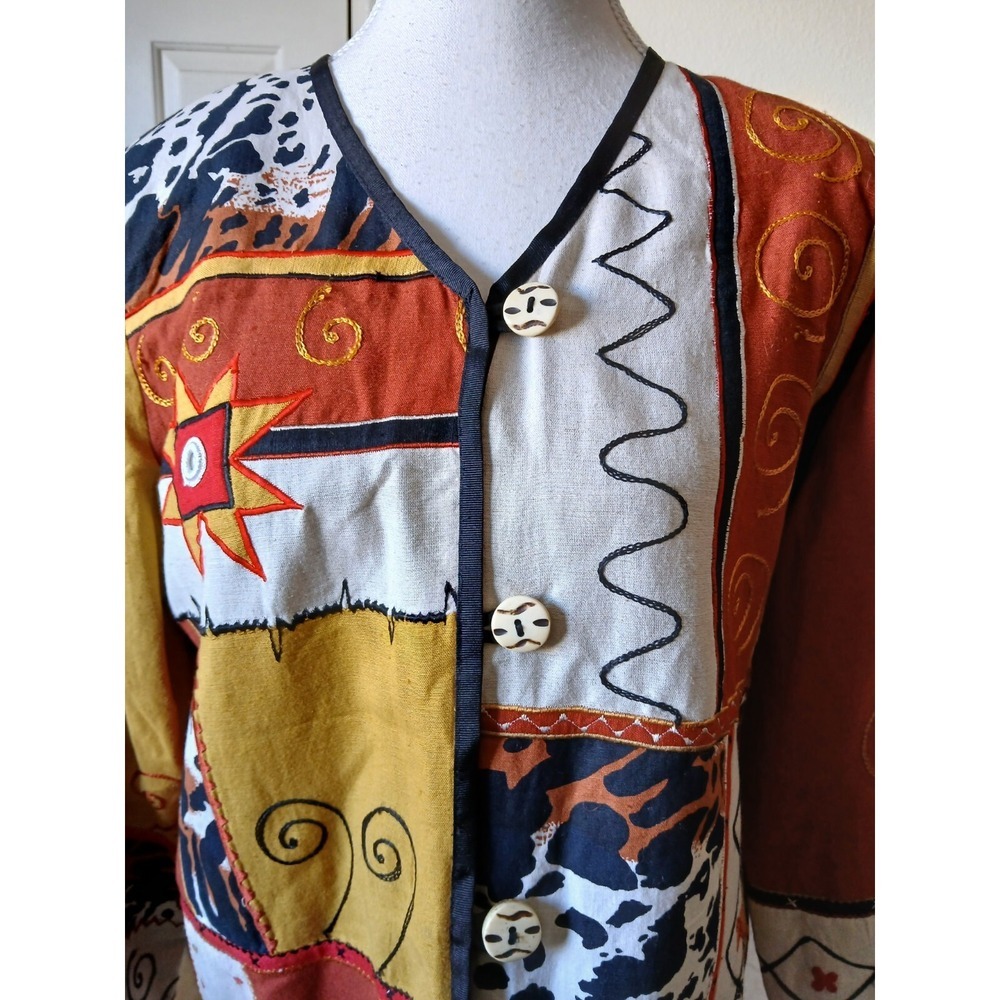 Indigo Moon Boho Patchwork Embroidered Jacket Siz… - image 8